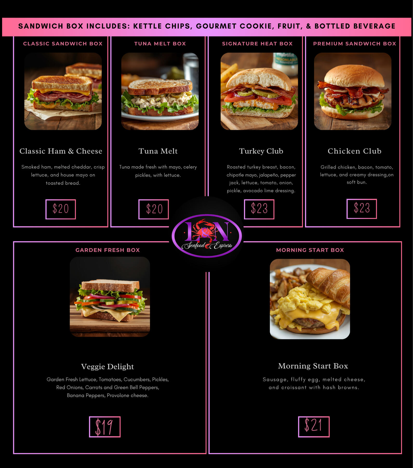 L & N Seafood Express Sandwich Box